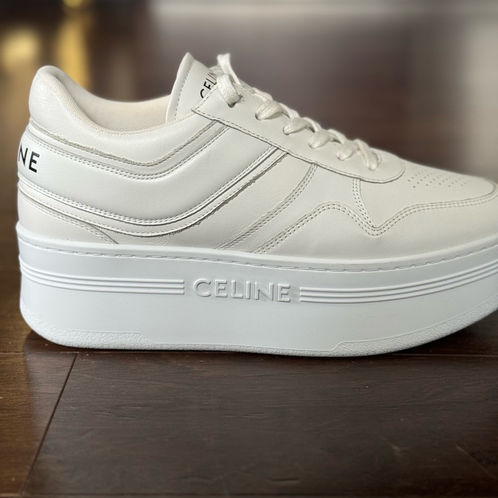 Celine Brand New Block Platform White Sneakers